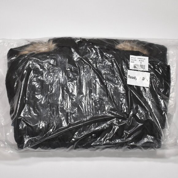 London Fog Women's Diamond Quilted Down Coat Black Medium M Hooded Winter Jacket - Picture 6 of 8